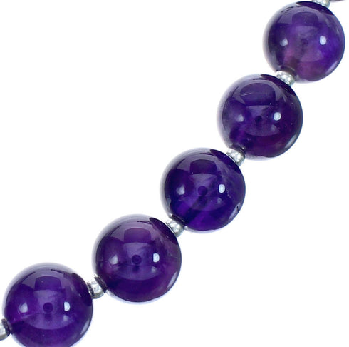 Sterling Silver And Amethyst Southwestern Bead Necklace BX120550